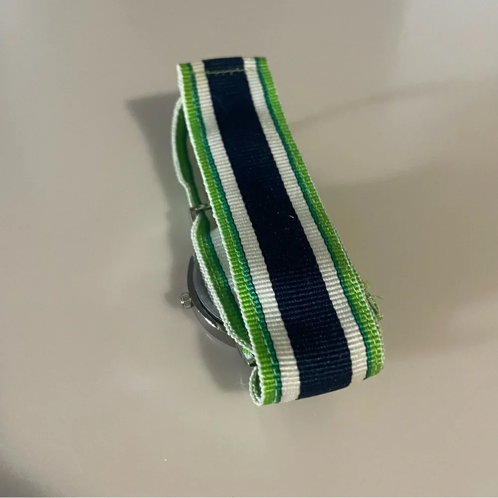 Geneva Quartz Watch with Vibrant Striped Band